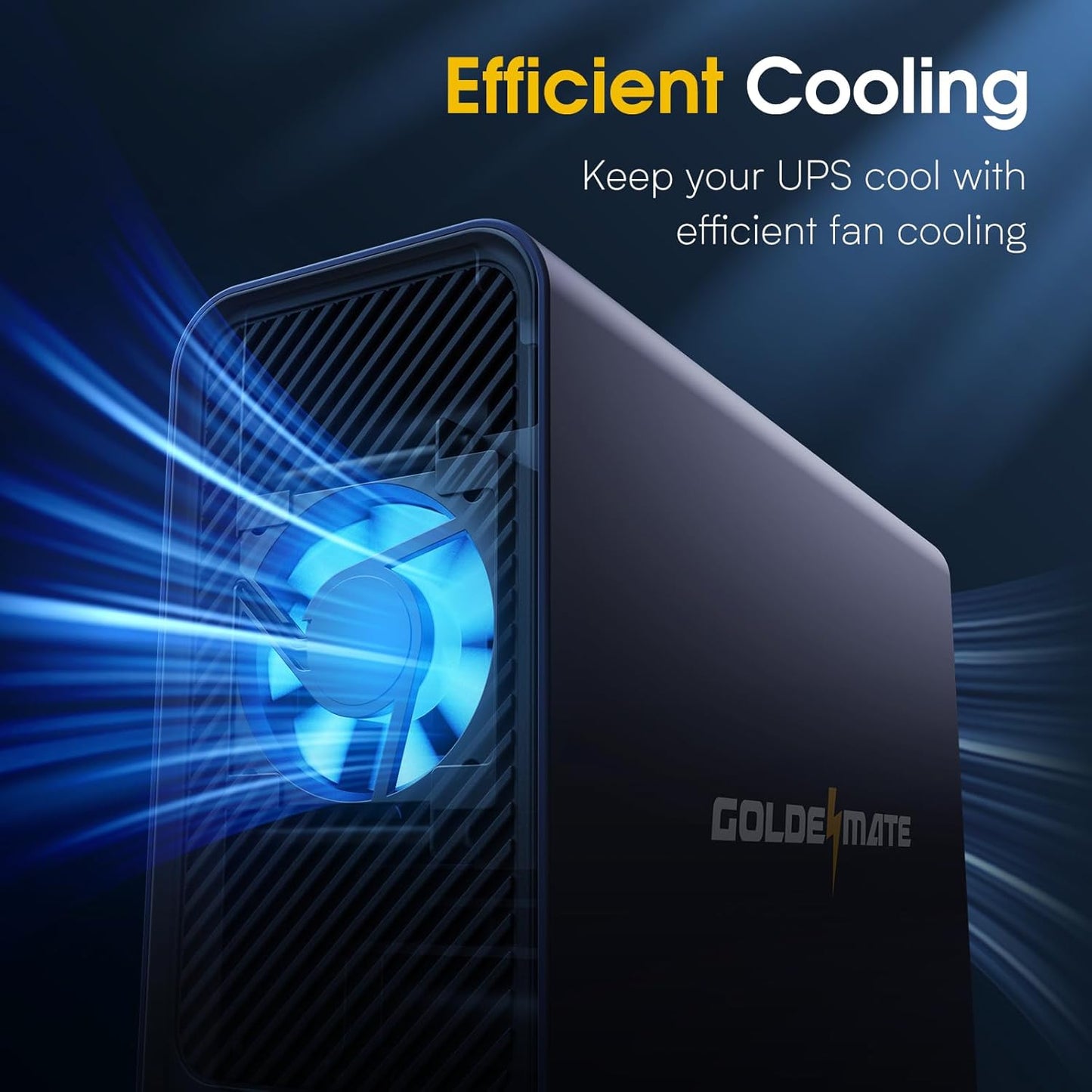 Fuente de alimentación, protector de sobretensiones y batería.