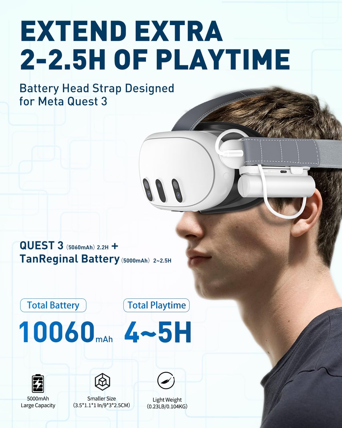 Batería externa para Meta Quest 3, 5000mAh, 1,5 a 2hr Extra.(USADO)