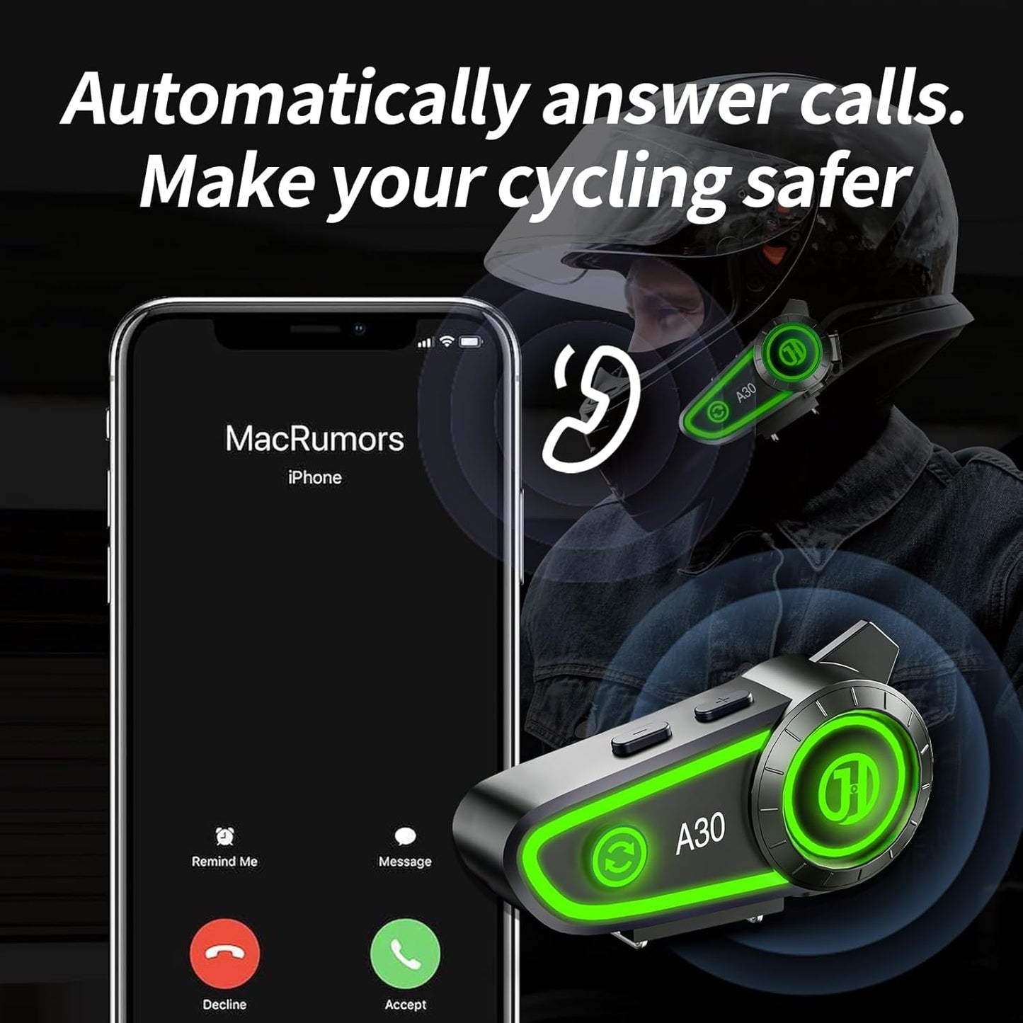 JZAQ - Altavoces para casco de motocicleta A30