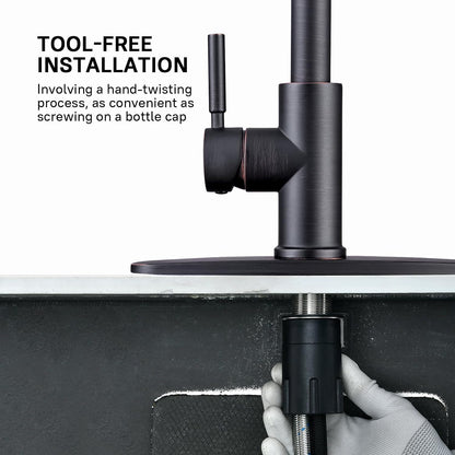 Grifo de cocina con pulverizador extraíble WEWE, arco alto (DETALLE)