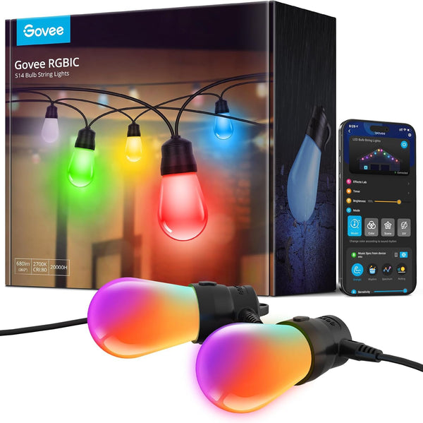 Guirnalda de luces inteligentes para exteriores Govee H7015, 48FT.