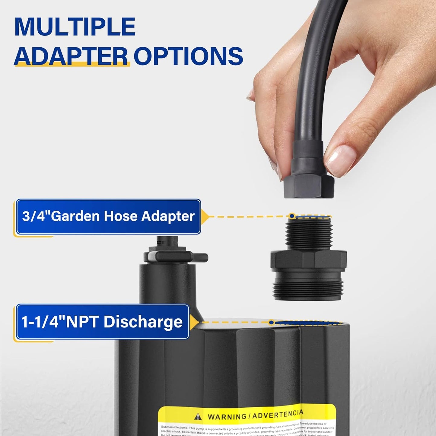 Bomba de agua sumergible de 1/6 HP, multi-drenaje, Acquaer.(USADO)