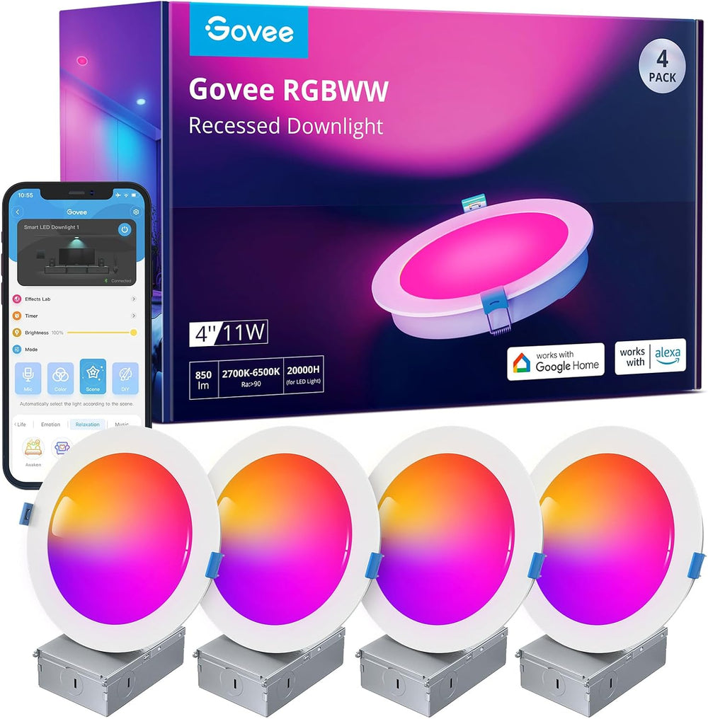 Iluminación empotrable inteligente Govee de 4", H601B luz LED RGBWW
