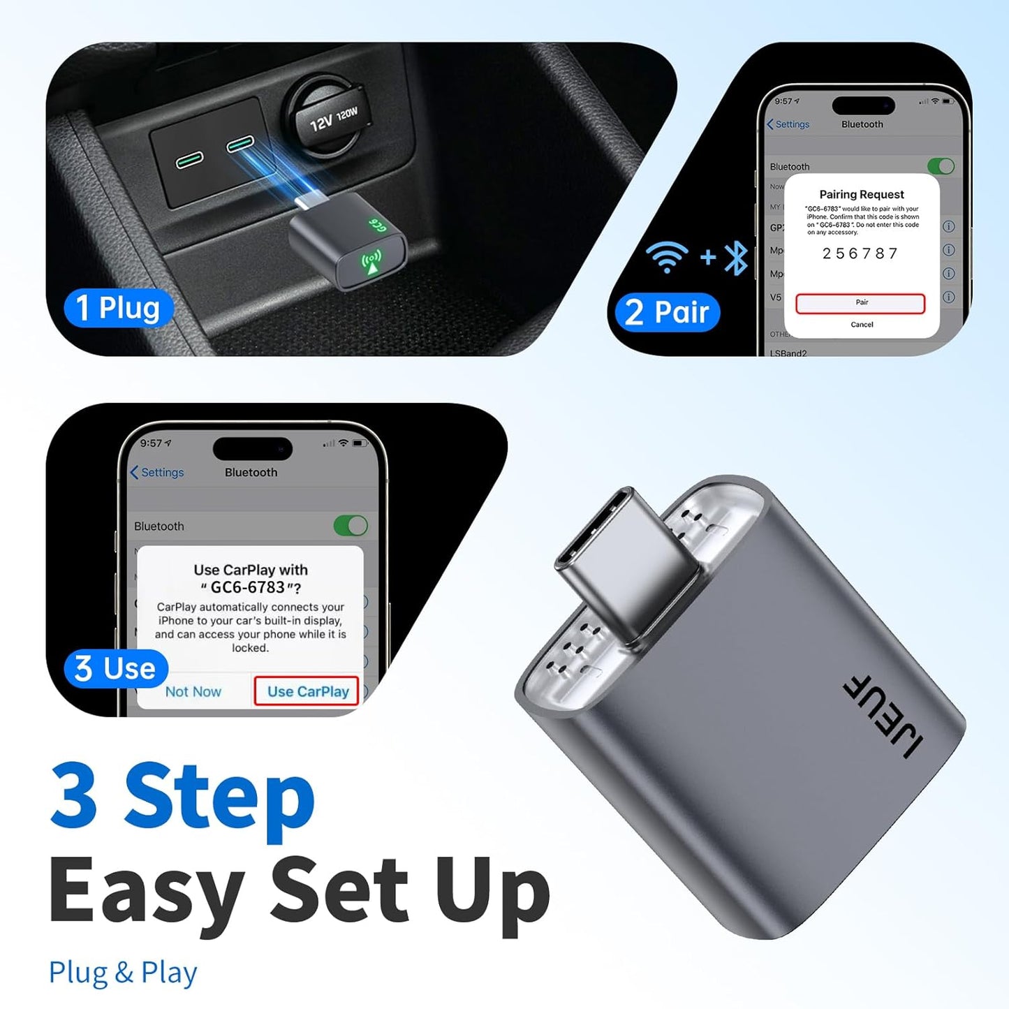 Adaptador inalámbrico CarPlay para Apple iPhone 2025.