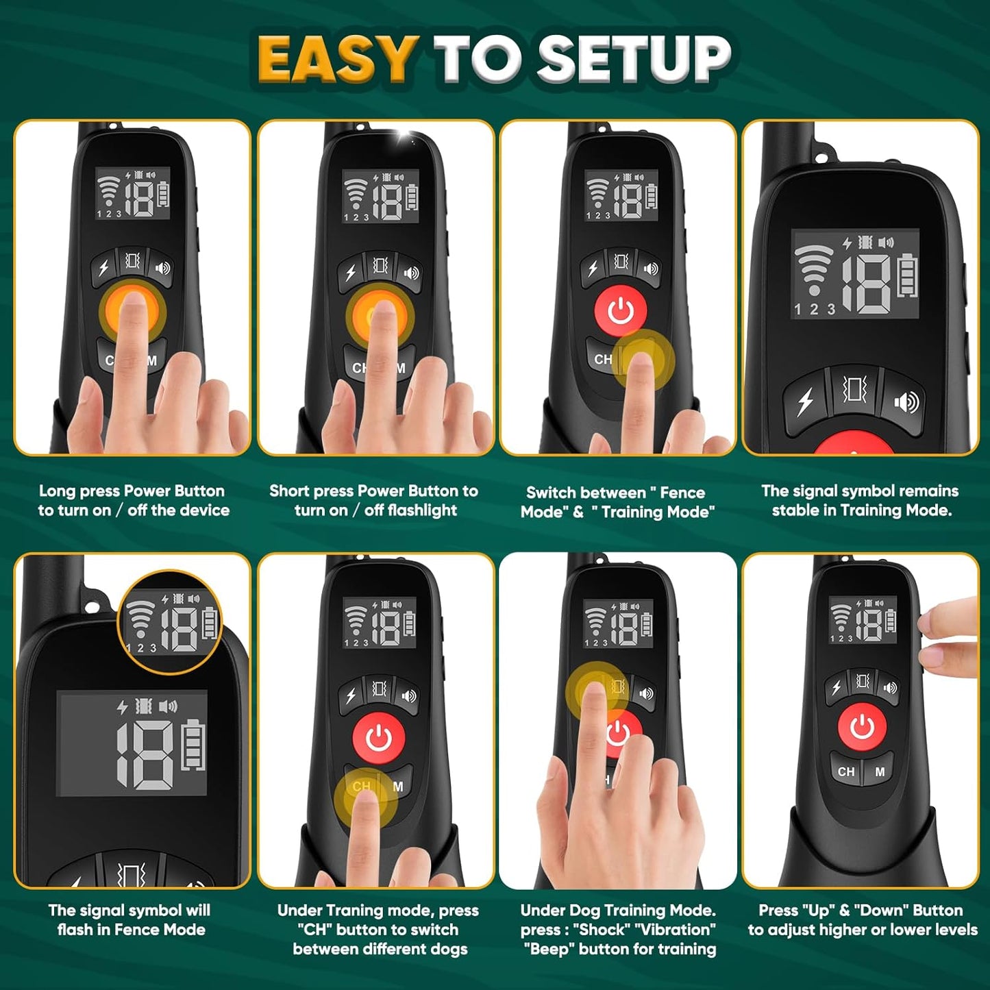 Collar eléctrico para valla para perros. (2 PACK)