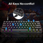 KOORUI - Teclado Para Juegos, 60% Mecánico con 26 RGB Retroiluminados