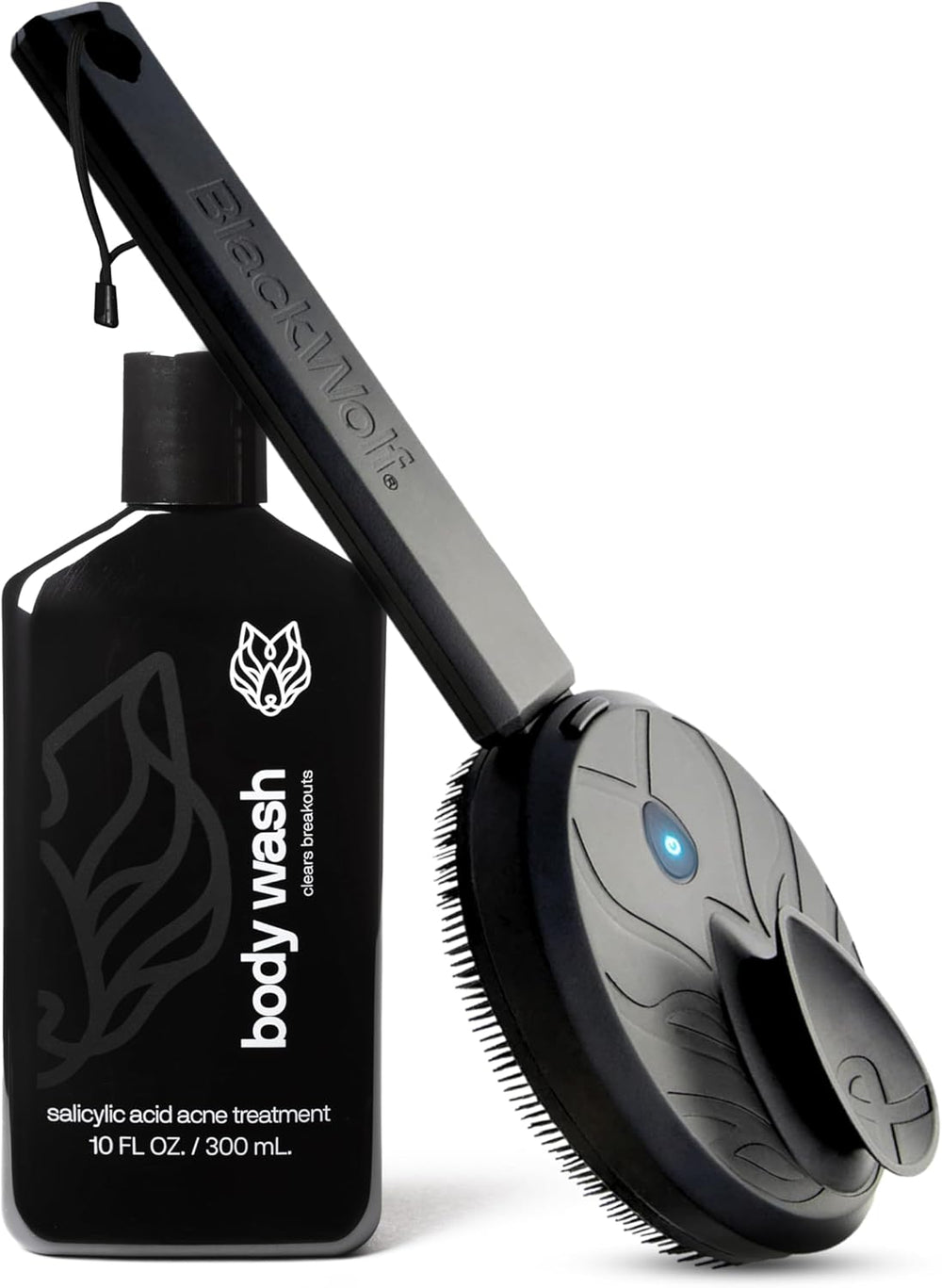 Cepillo vibrante para rostro y cuerpo con gel de ducha, Black Wolf.