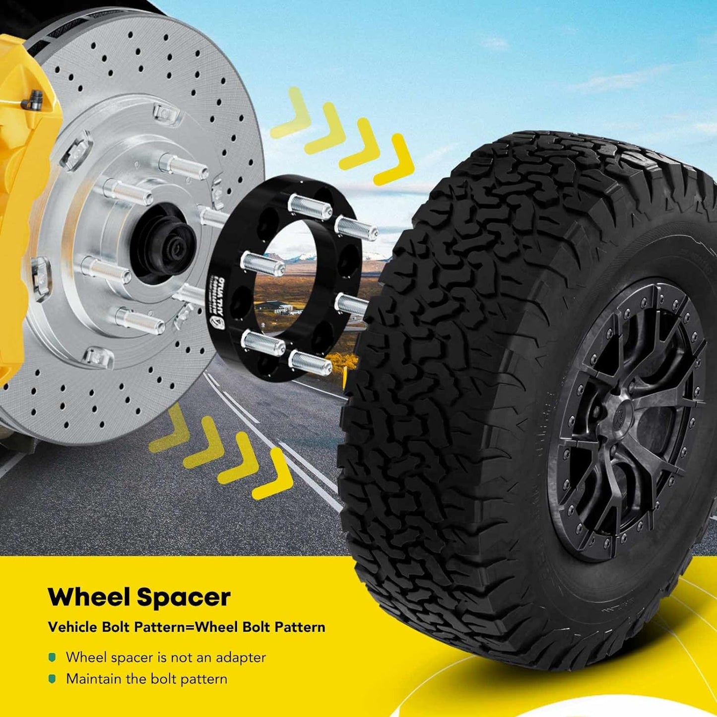 Espaciadores de rueda de 6 x 5.5",  1" ancho, 70mm centro.