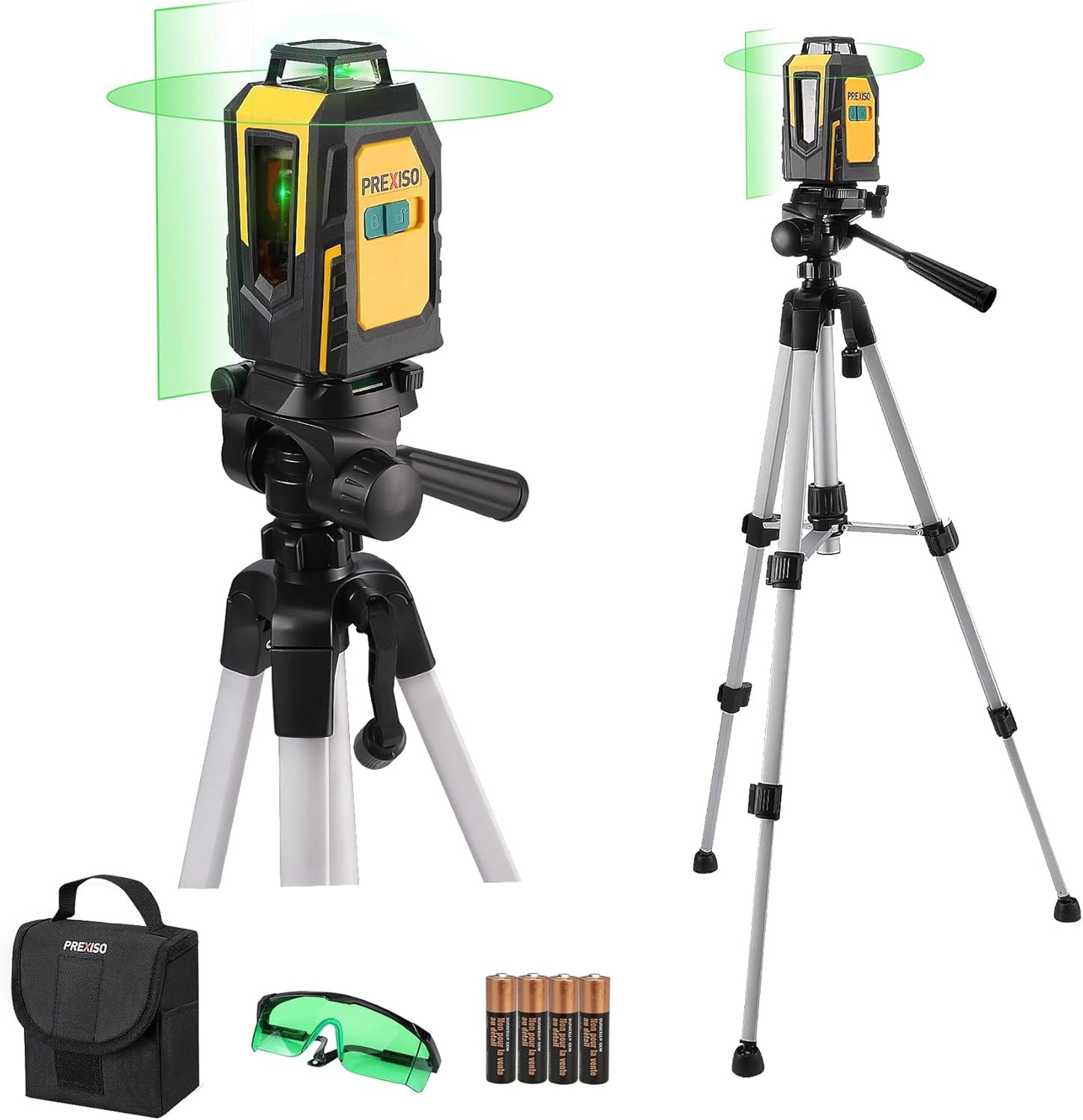 PREXISO Nivel láser de 360° con trípode línea cruzada autonivelante