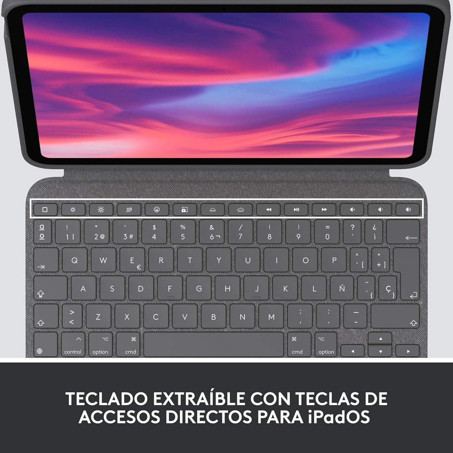 Funda c/teclado extraíble para iPad 10.° gen, Logitech Combo Touch.