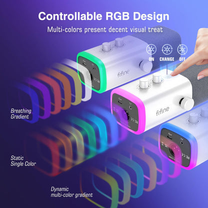 Micrófono Fifine AM8, para Streaming-Podcast, XLR/USB, para PC-RGB