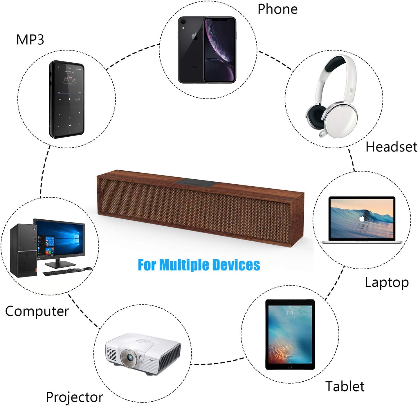 Barra de sonido inalámbrica Smalody, para escritorio, Bluetooth 5.0.
