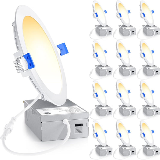 Luces LED empotrables de 6", regulable, 2700K-5000K 5CCT. 12 PACK . ENSENIOR