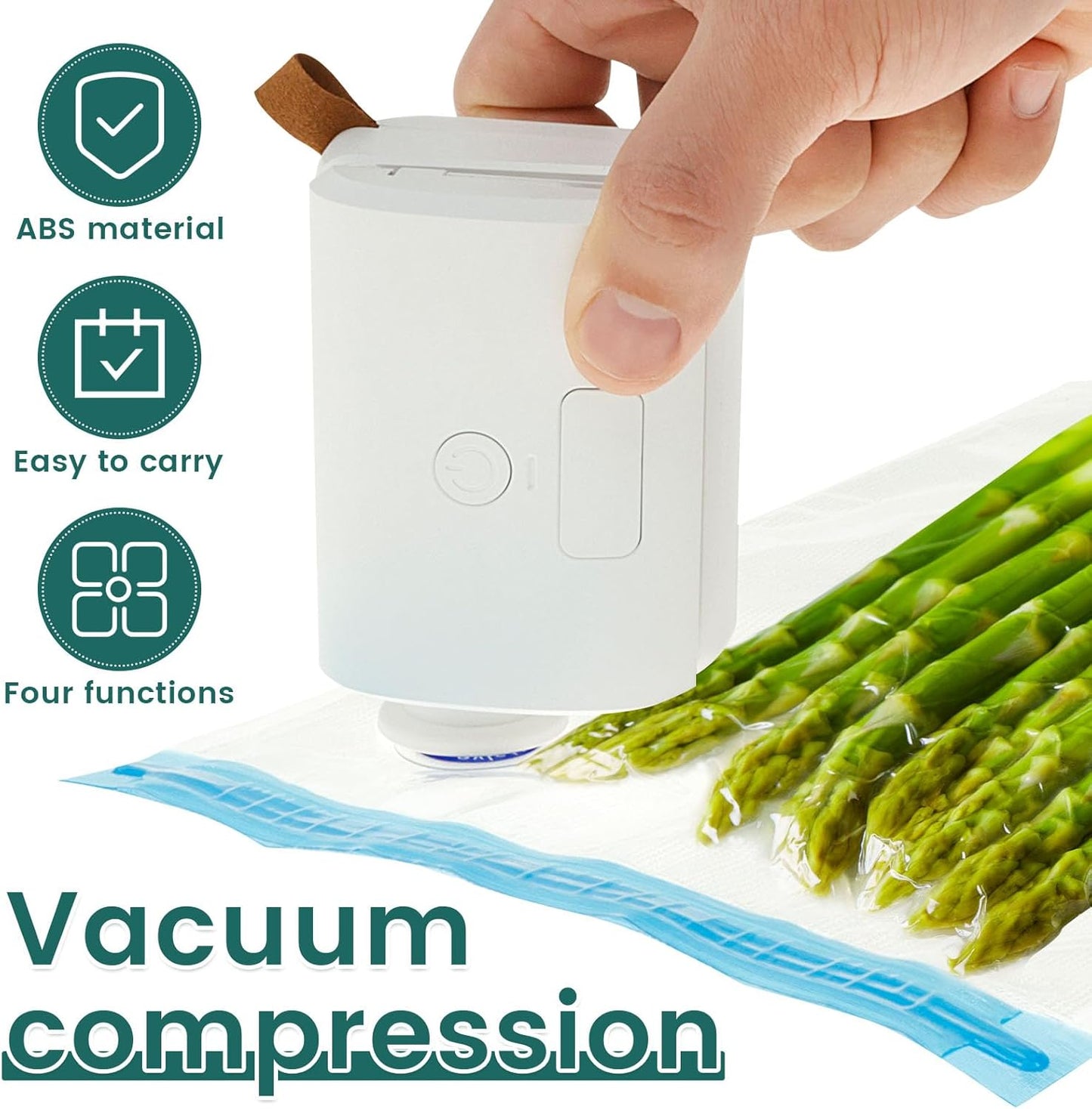 Mini Selladora multifunción, envasa al vacío, infla, sella al vacío.