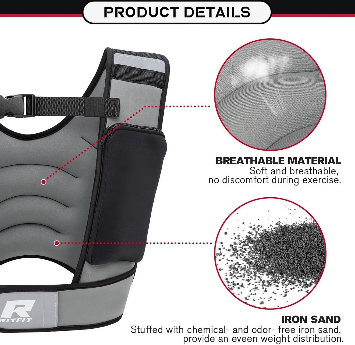 RitFit Chaleco con peso de 5 Kg con correas ajustables