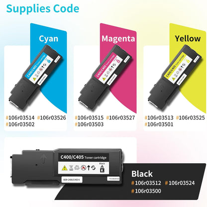 Cartuchos de Toner para Xerox C400, Paquete de 4, 08-DWXEROXC400S4