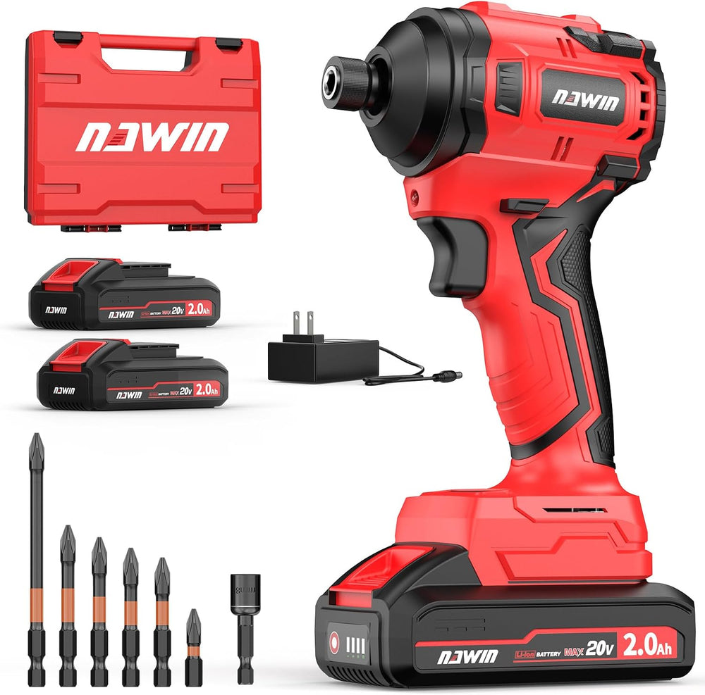 Kit de destornillador de impacto inalámbrico NAWIN de 20 V. con estuche.