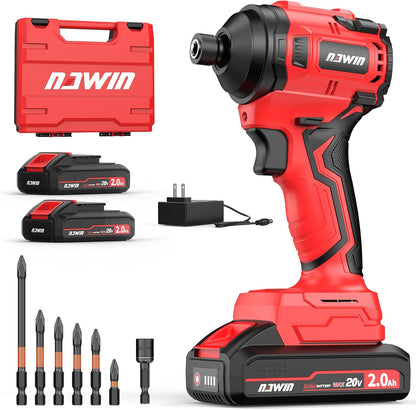 Kit de destornillador de impacto inalámbrico NAWIN de 20 V. con estuche.