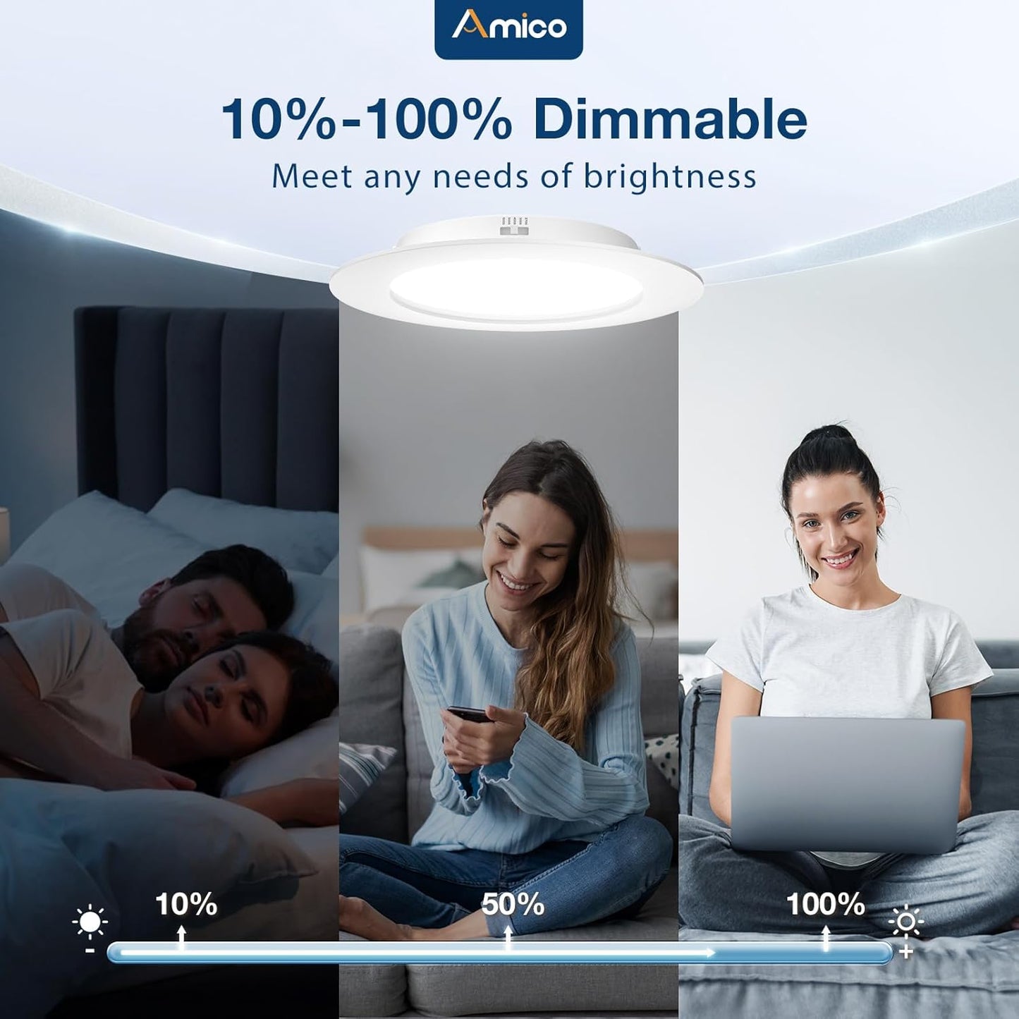 Amico Iluminación empotrable LED 5CCT de 5/6", 20 piezas.