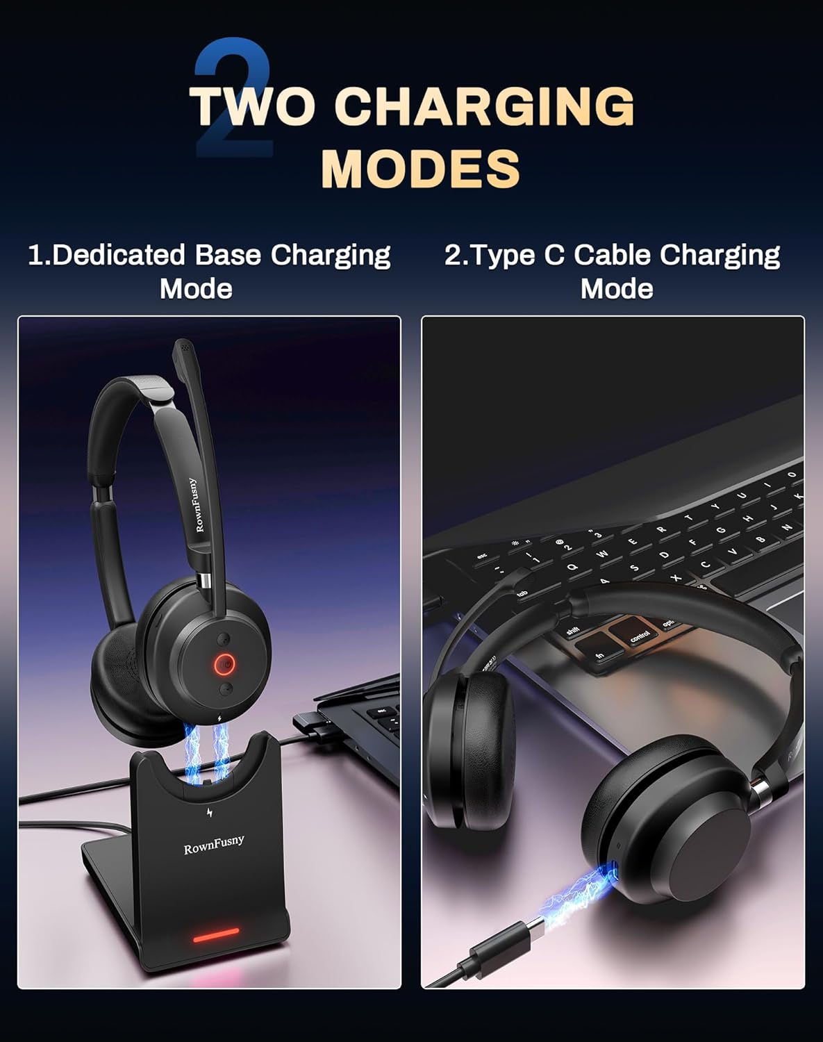 Auriculares inalámbricos con micrófono para trabajo.