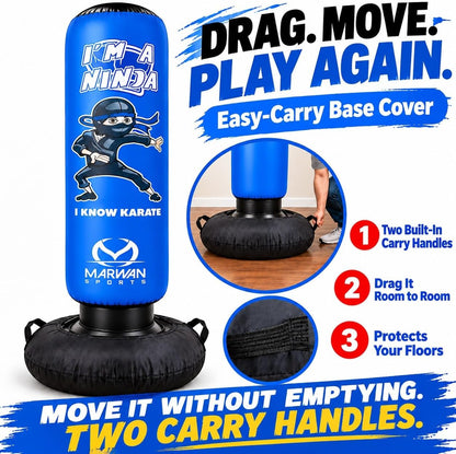Saco de boxeo inflable azul Ninja de 63 pulgadas para niños — vista 3