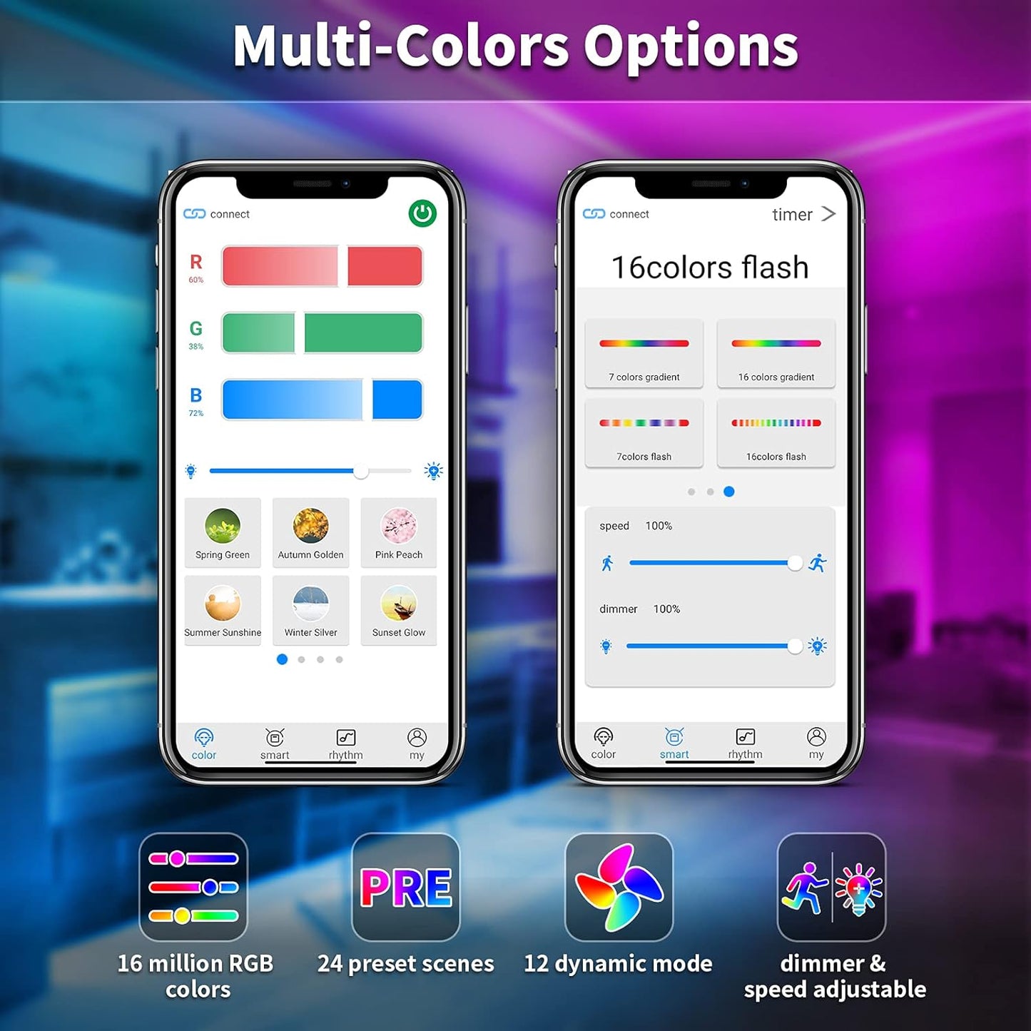 Retroiluminación LED para TV,  de 60 a 70", RGB, Bason, control remoto.