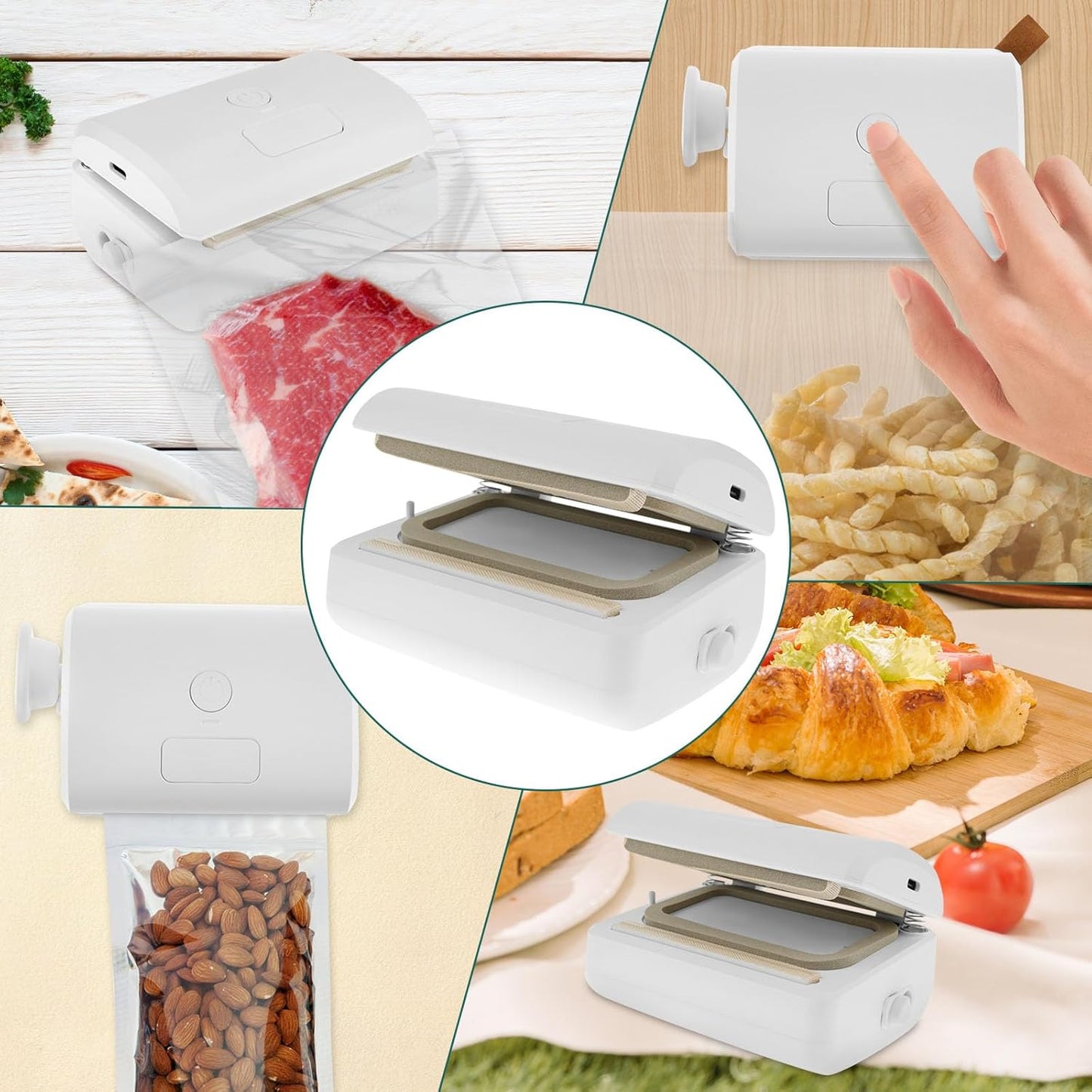 Mini Selladora multifunción, envasa al vacío, infla, sella al vacío.