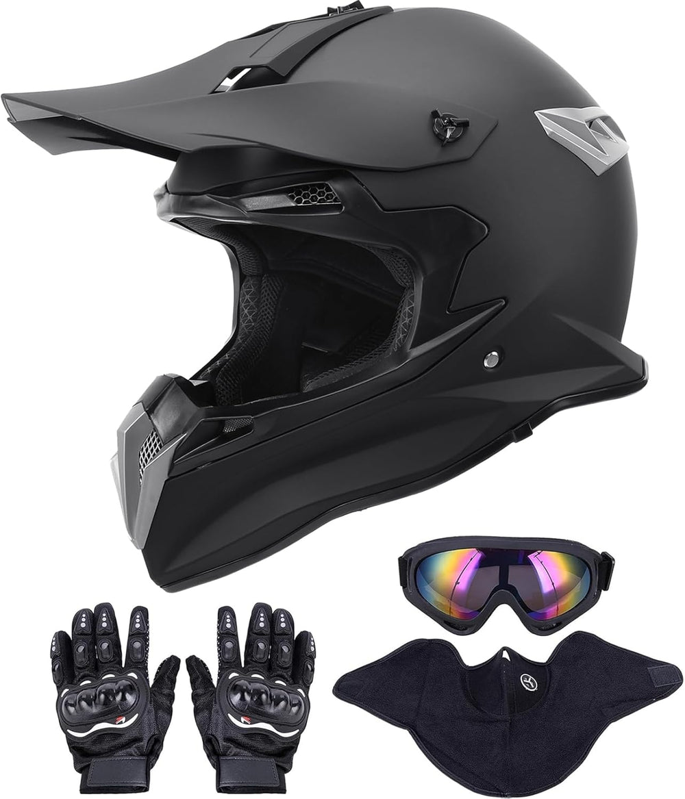 OUMURS Casco  De Motocross Para Adultos Con Gafas, Guantes y Máscara.