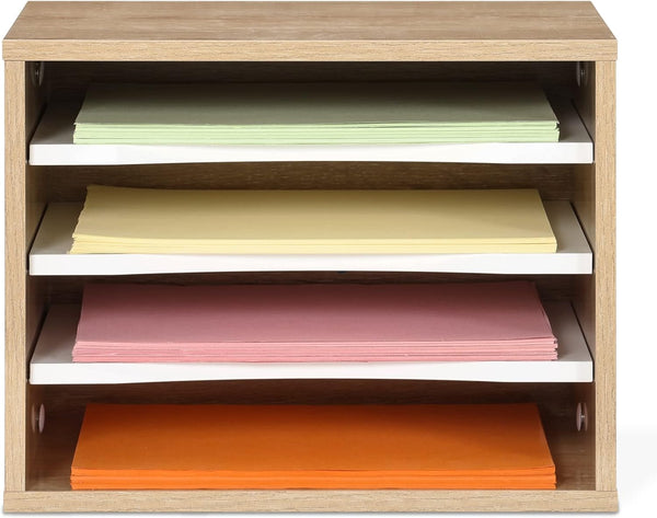 Organizador de escritorio Fitueyes, madera de roble con 4 Niveles