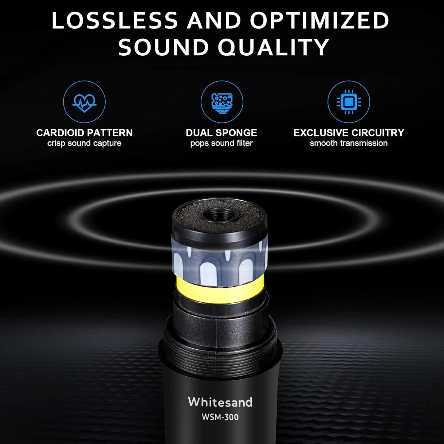 whitesand - Sistema de micrófono inalámbrico UHF.