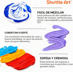 Juego de pintura acrílica Shuttle Art de 36 colores, 60 ml 12 pinceles
