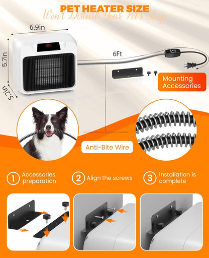 Calentador de casa para mascotas, con termostato, cable antimasticable.