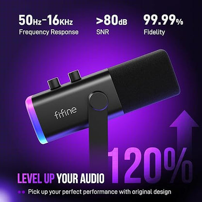 Micrófono FIFINE AM8T USB XLR RGB Con Brazo