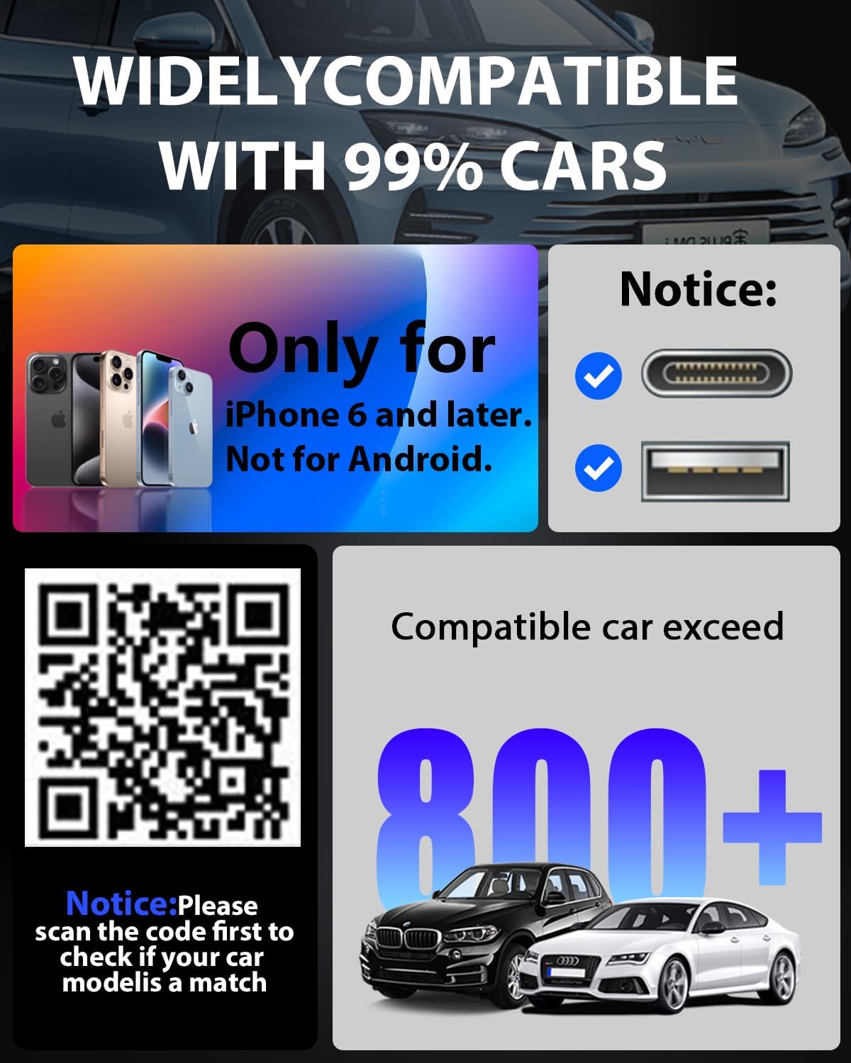 Adaptador inalámbrico CarPlay Bluetooth Yeysua (USADO)