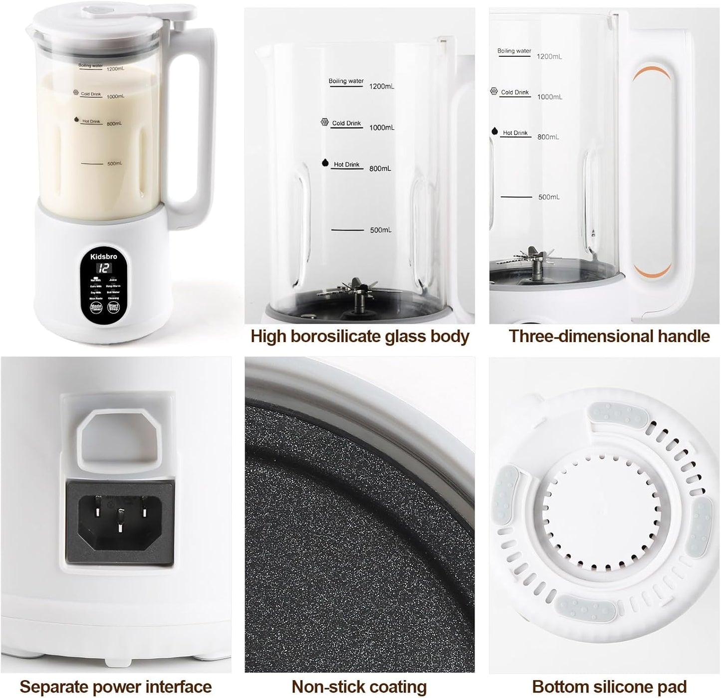 Máquina automática para hacer leche de granos, 8 en 1, 40 onzas.