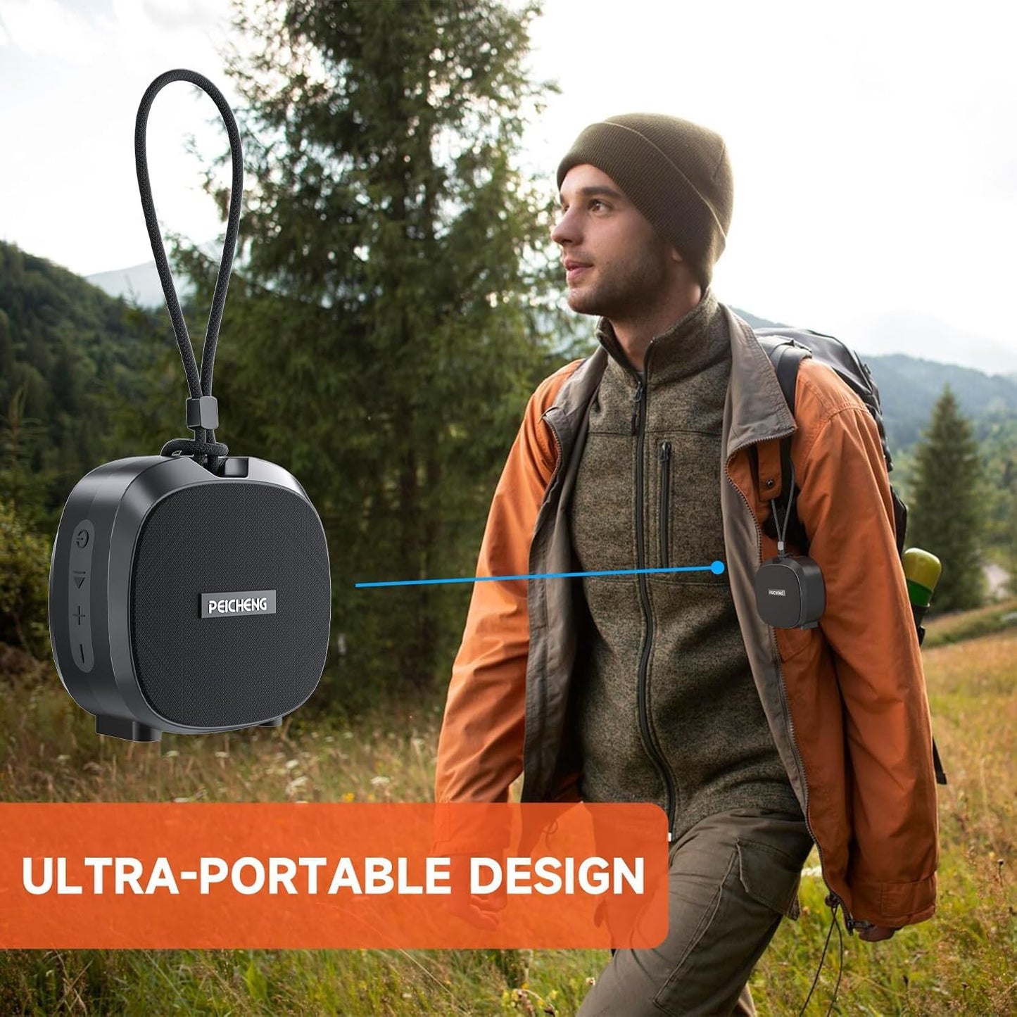 Altavoz pequeño portátil Bluetooth inalámbrico IPX5 impermeable.