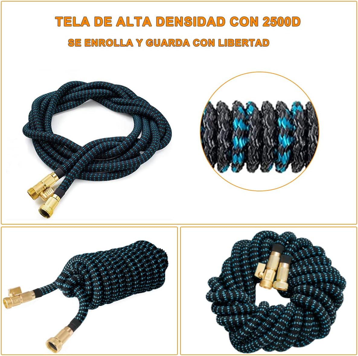 Manguera de Jardín Expandible hasta 15 Metros, Boquilla 10 modos.