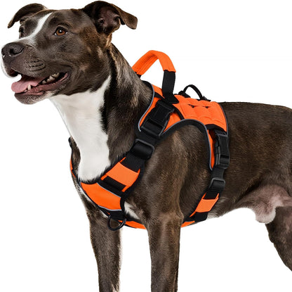 Arnés táctico Wingoin naranja, para perros medianos, reflectante ajustable
