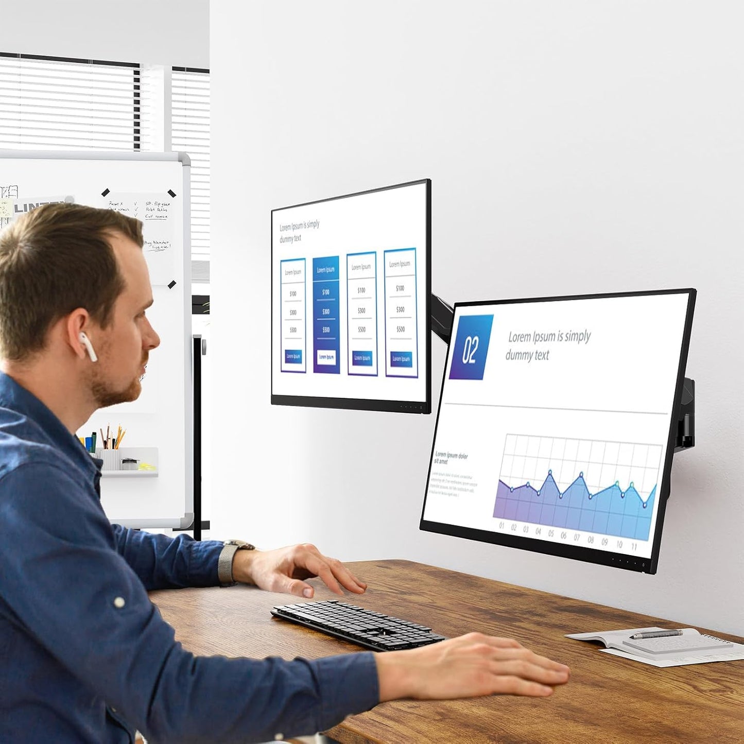 Soporte de pared para monitor dual. 13 a 32 pulgadas. MOUNT PRO PR7002