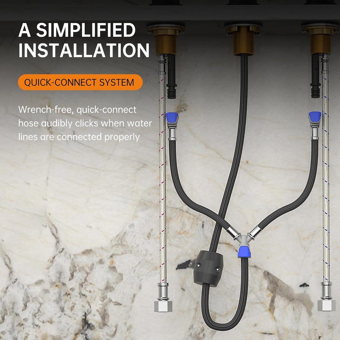 Grifo de baño desplegable con rociador 360° en acero inoxidable cepillado con drenaje emergente