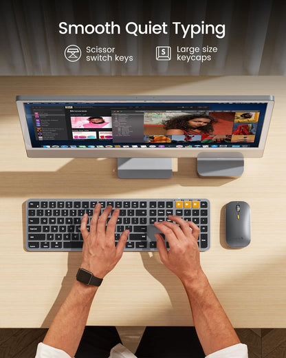 ProtoArc Teclado y mouse Bluetooth retroiluminado para Mac, KM100-A .