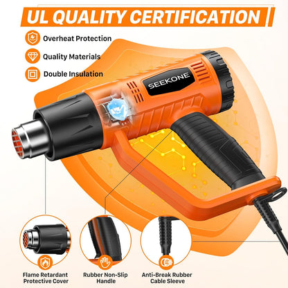 SEEKONE - Pistola de calor de 1800 W, con 900 °F y 1400 °F (400 ℃-600 ℃).