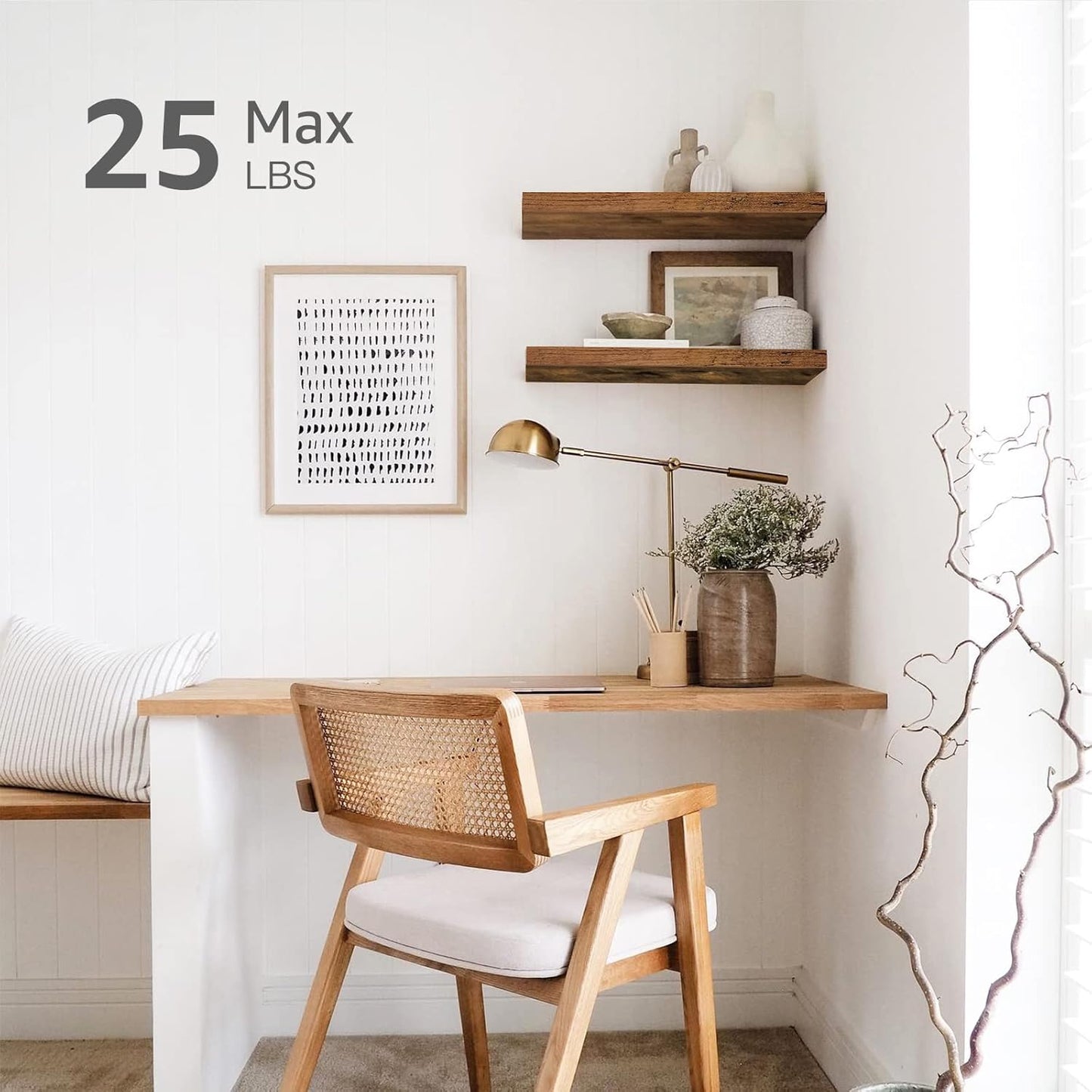 Repisas flotantes, para pared, 2 piezas, 23.6 X 9.3", rustico/moderno.