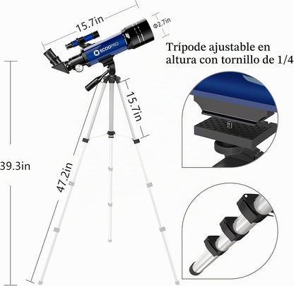 Telescopio para niños y adultos Eco Pro, apertura de 2.756 in (USADO)