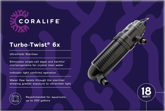 Esterilizador UV Coralife, Turbo Twist 6X de 18W, Acuarios +250Gal.