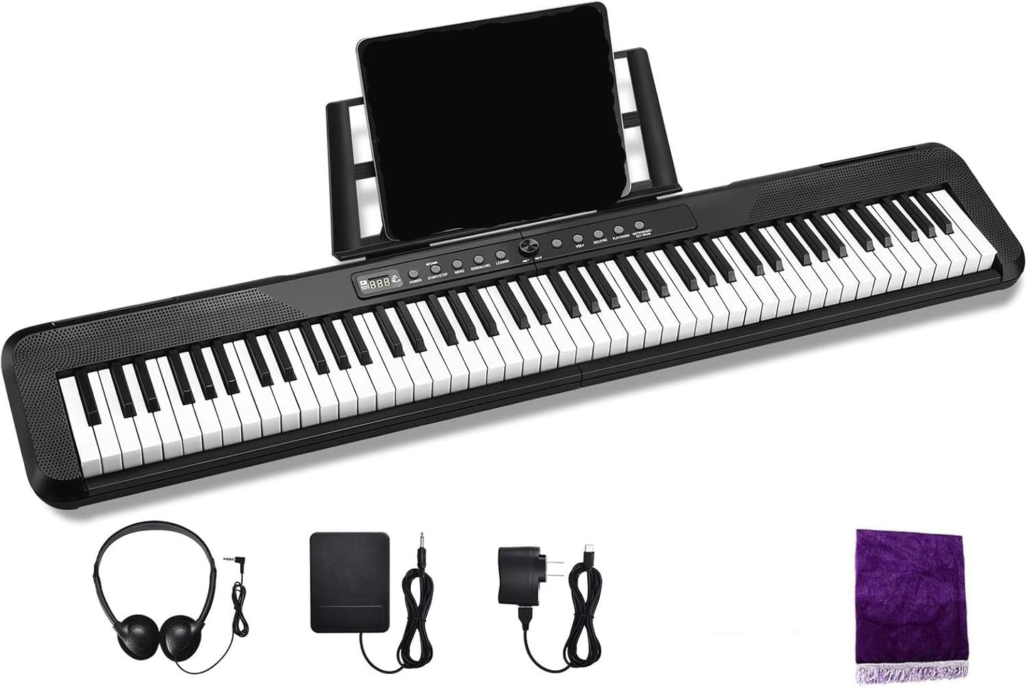 Piano digital de 88 teclas, tamaño completo, pedal de sostenido.