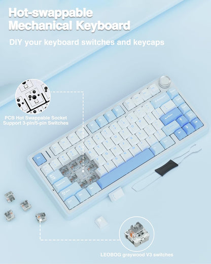 Teclado Mecánico AULA F75 Inalámbrico RGB