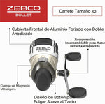 Carrete Pesca Zebco Bullet MG Spincast 30 Magnesio Ultraligero