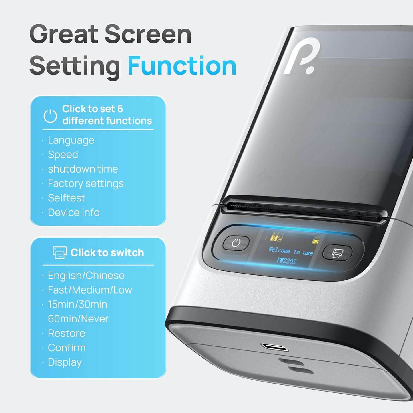 POLONO Máquina etiquetadora PM220S, IMPRESORA TERMICA.