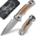 Cuchillo plegable de bolsillo, cortador de cinturón, rompe vidrios. (USADO)